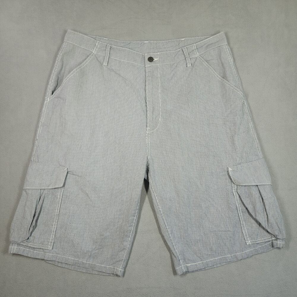 Levis Cargo‎ Shorts Mens 38x12 Blue Striped Cotton Skater Railroad Hickory Y2K
